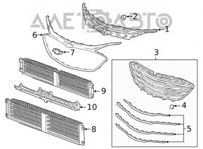 Решетка радиатора grill Chevrolet Malibu 19- в сборе, черная, без парктроников и радара