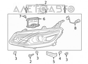 Фара передня ліва в зборі Chevrolet Malibu 19-LED