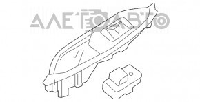 Накладка управління склопідйомником заднім лівим Chevrolet Malibu 16- сіра з хром молдингом, дефект хрому