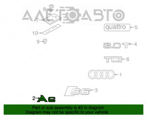 Емблема напис A6 кришки багажника Audi A6 C7 12-18