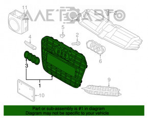 Решетка радиатора в сборе Audi A6 C7 12-15 дорест без камеры, черн мат