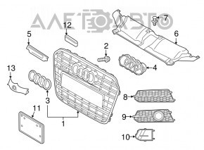 Грати радіатора в зборі Audi A6 C7 16-18 рест S-line