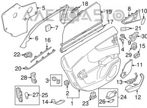 Обшивка двери карточка задняя правая Audi A6 C7 12-18 под шторку, кожа черн, BOSE, царапины