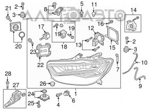 Фара передняя левая в сборе Audi A6 C7 16-18 рест LED, песок