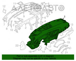 Торпедо передня панель без AIRBAG Audi A6 C7 12-15 дорест без проекції, сірий