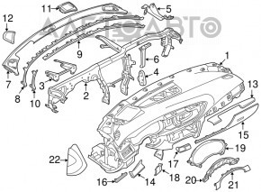 Торпедо передняя панель без AIRBAG Audi A6 C7 12-18 под проекцию, черн