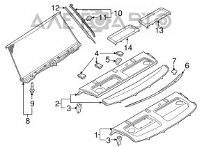 Панель задней полки лев Audi A6 C7 12-18 черн