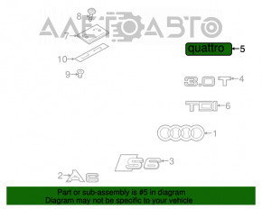 Эмблема надпись quattro Audi A6 C7 12-18
