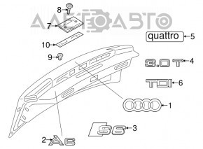 Эмблема надпись quattro Audi A6 C7 12-18