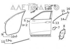 Дверь голая передняя левая Toyota Venza 21- черный 219, примята