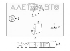 Емблема напис крила HYBRID перед прав Toyota Venza 21-