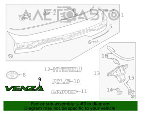 Эмблема надпись "VENZA" двери багажника Toyota Venza 21-