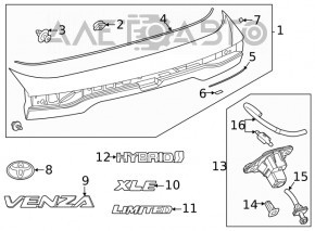 Накладка дверей багажника Toyota Venza 21-