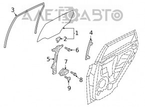Механизм стеклоподъемника задний правый Hyundai Kona 18-23