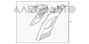 Накладка центральної стійки верхній ремінь права Hyundai Kona 18-23 сіра