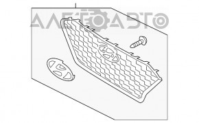Решетка радиатора grill в сборе Hyundai Kona 18-21 1.6, 2.0