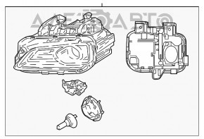 Фара передняя левая в сборе Hyundai Kona 18-21 с кронштейном, песок, тычки