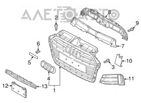 Крепление решетки радиатора Audi A3 8V 15-16