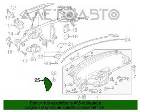 Накладка передньої панелі права збоку VW Passat b8 16-19 USA чорна