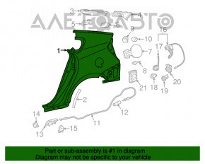 Чверть крило задня ліва Toyota Prius 30 12-15 plug-in