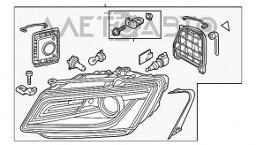 Фара передняя левая голая Audi Q5 8R 13-17 ксенон, адаптив, надломано крепление, дефект отражателя