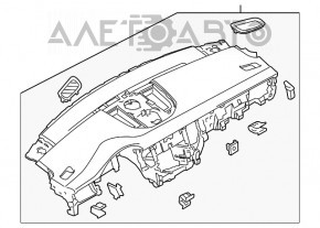 Торпедо передняя панель с AIRBAG Porsche Macan 15-18 кожа черная, царапины