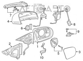 Дзеркало бічне ліве Mercedes GLC 16-22 7+9+2+2 поворотник, автозатемніння, підігрів, підсвічування, біле
