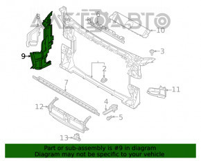 Дефлектор радіатора правий Audi A5 F5 17-18 2.0T