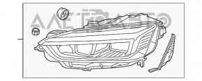 Фара передня права в зборі Audi A5 F5 17-LED, оплавлений корпус, скло, пісок