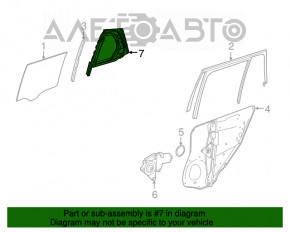 Скло дверей трикутник із ущільнювачем заднє ліве Mercedes GLC 16-22 тонування з накладкою