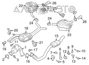 Кронштейн глушителя передний правый Audi A6 C7 12-18 новый OEM оригинал