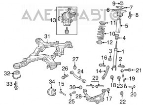 Цапфа зі ступицею зад лев Jeep Grand Cherokee WK2 11-15