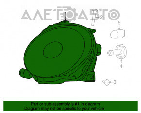 Фара передняя правая голая Fiat 500 12-19