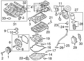 Передняя крышка ГБЦ VW Passat b8 16-19 USA 1.8 TFSI