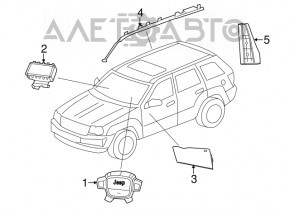 Подушка безпеки airbag колінна водійська лев Jeep Grand Cherokee WK2 11-21 черн