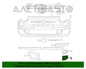 Заглушка птф правая Fiat 500 12-17 потертости