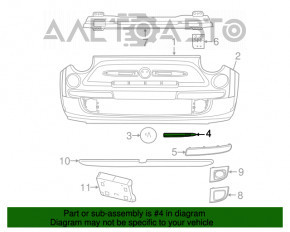 Молдинг переднего бампера левый Fiat 500 12-19 хром