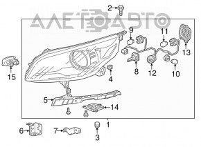 Фара передня ліва в зборі Chevrolet Malibu 13-15 ксенон чорний