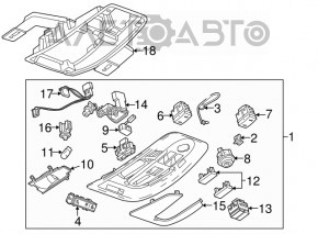 Плафон освещения передний Chevrolet Equinox 10-17 под люк, без электро двери багажника