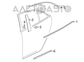 Молдинг двері верхній задній правий Chevrolet Malibu 13-15