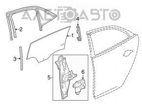 Стекло двери треугольник заднее правое Chevrolet Malibu 13-15 с уплотнителем стекла