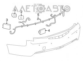 Проводка заднего бампера Cadillac CTS 14- без парктроников