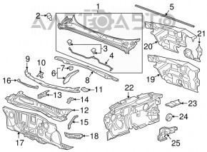 Ущільнювач решітки двірників лев Chevrolet Malibu 16-