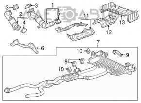 Глушитель задняя часть с бочками Chevrolet Camaro 16- 3.6 срезаны катализаторы