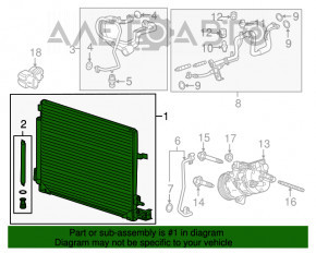 Радиатор кондиционера конденсер Chevrolet Camaro 16- 2.0 3.6 замят