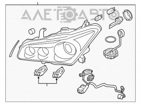 Фара передня права Infiniti QX56 11-13 гола ксенон, зламані креп, дірка в корпусі, тріщина