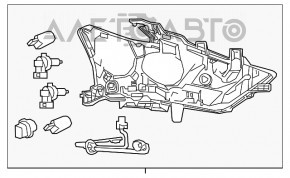 Фара передняя левая Nissan Maxima A36 16-18 голая дорест, без крепления, разбит корпус, на з/ч