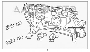 Фара передняя левая Nissan Pathfinder 17-19 голая рест
