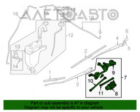 Трапеция дворников очистителя с мотором Nissan Versa Note 13-19