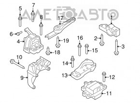 Подушка двигуна задня VW Tiguan 09-17 акпп